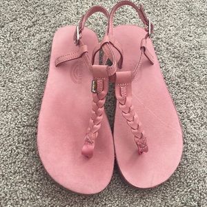NEW Rainbow pink leather braided t sandal girls size 3/4